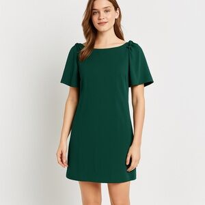 NWT $99 Ann Taylor Factory Forest Green Flutter Sleeve Dress Size 4 XS Comfy NEW
